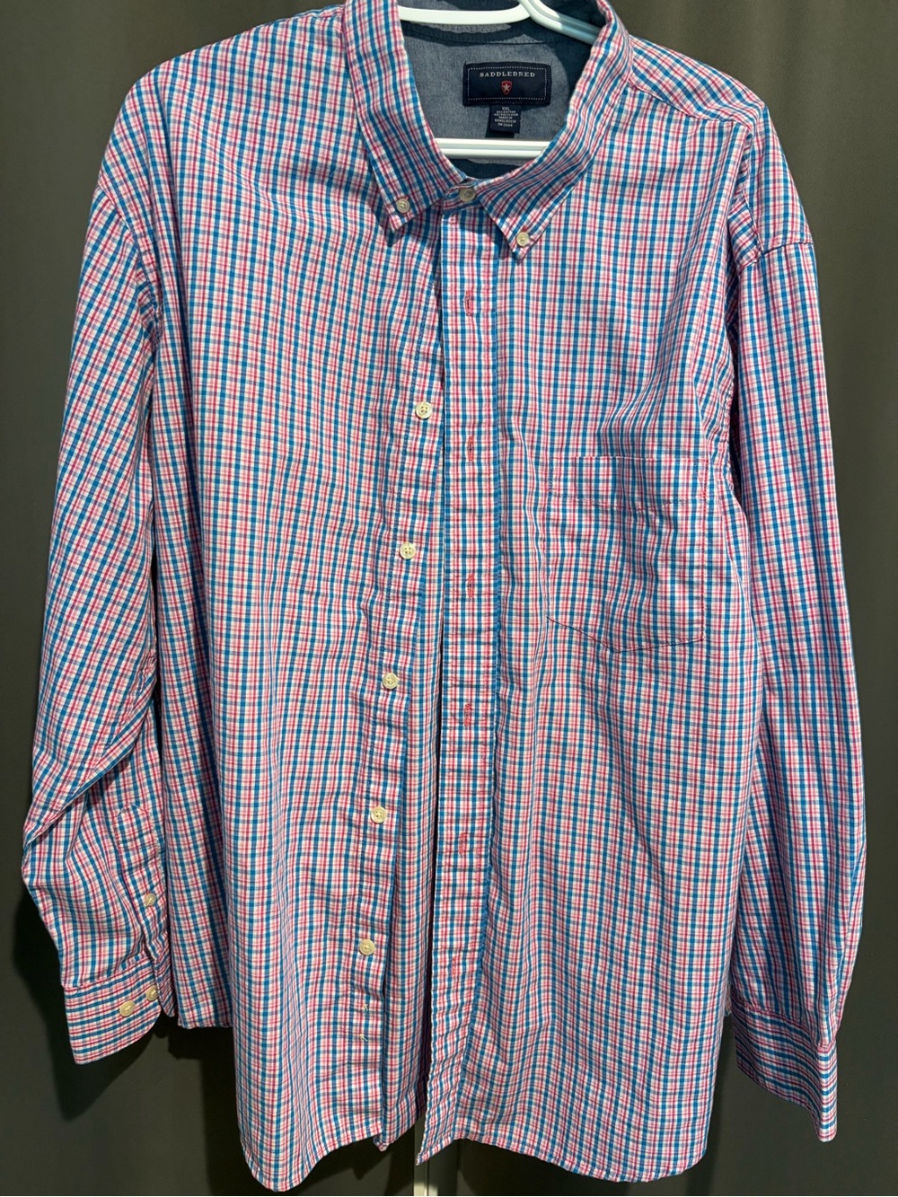 Saddlebred Pink and Blue Check Button-Down Dress Shirt